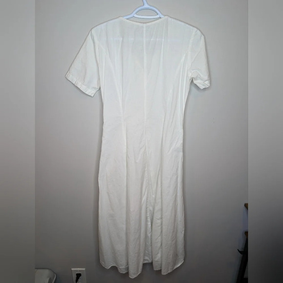 Vintage 90s Styleworks White 100% Cotton Embroidered Detail Button Front Dress 6 - Picture 2 of 10